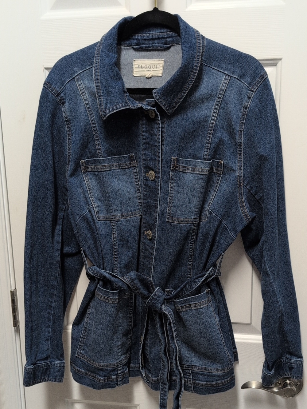 Eloquii Dark Blue Denim Tie-Waist Jacket